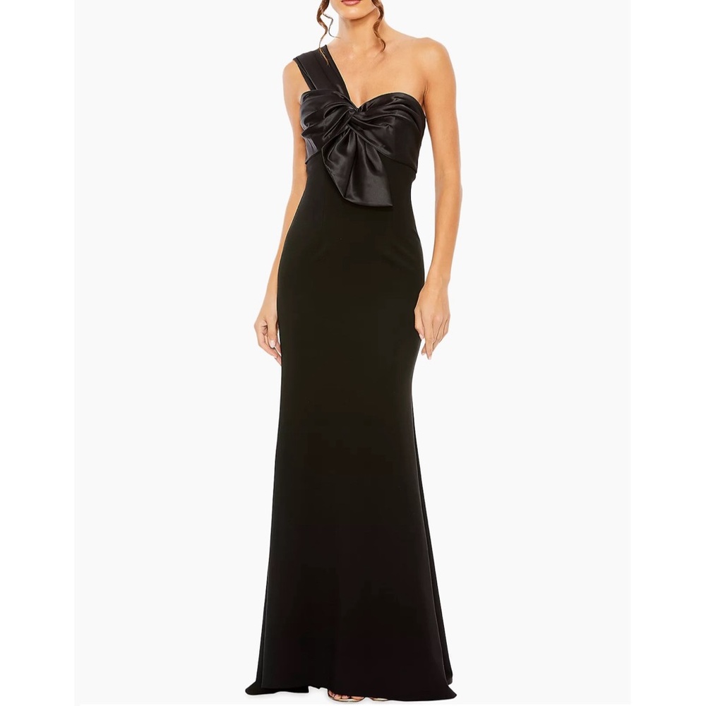 MAC DUGGAL One Shoulder Draped Trumpet Gown Black 49547
